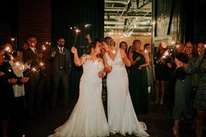 The lucky couple getting married at The Ironworks.