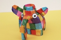 Patchwork elmer with googly eyes