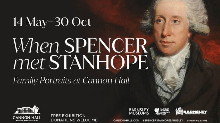 When Spencer met Stanhope, family portraits at Cannon Hall poster with a painting of a Georgian man wearing a wig and ruff