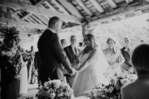 A lucky couple tying the knot in the Deer Shelter at Cannon Hall. 