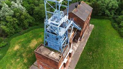 An aerial shot of the Barnsley Main headgear