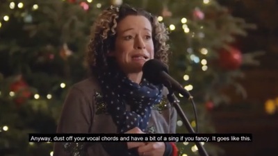 Kate Rusby singing in front of the Christmas Tree at Cannon Hall