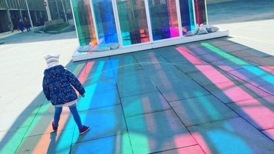 Child in the centre of The Glassworks area in Barnsley