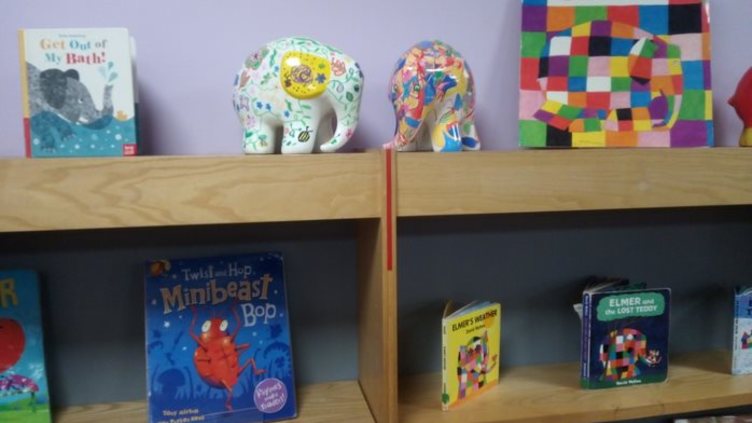 Shelf with childrens books