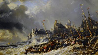 Hurricane before St Malo' by Eugène Louis Gabriel Isabey (1803-1886)