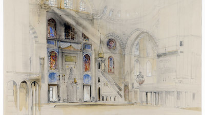 'Interior of the Mosque of Suleiman the Magnificent, Constantinople', John Frederick Lewis