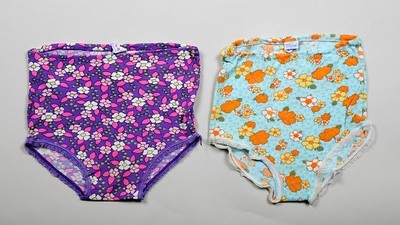 Two pairs of brightly coloured underpants